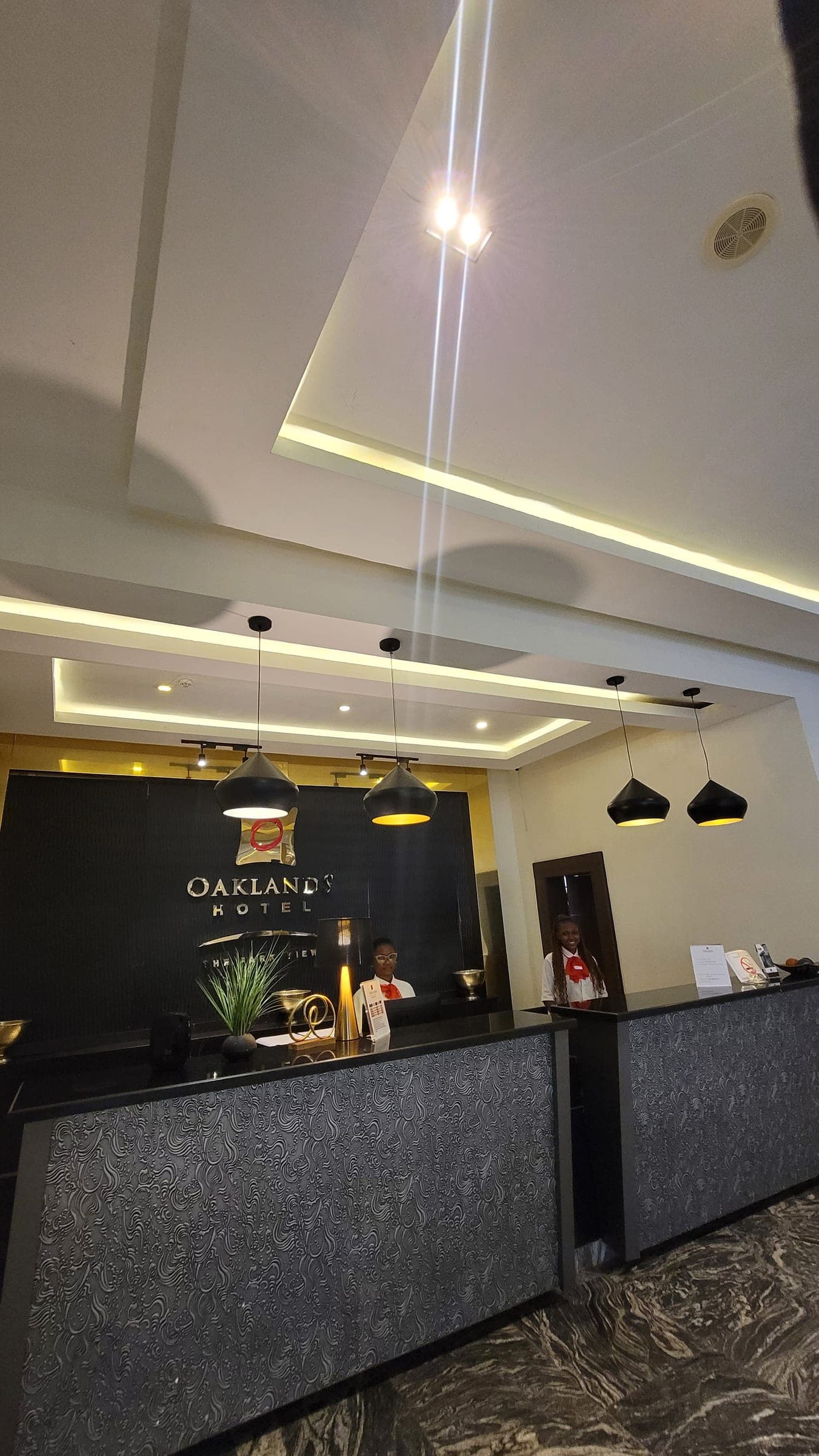 The reception desk at Oaklands